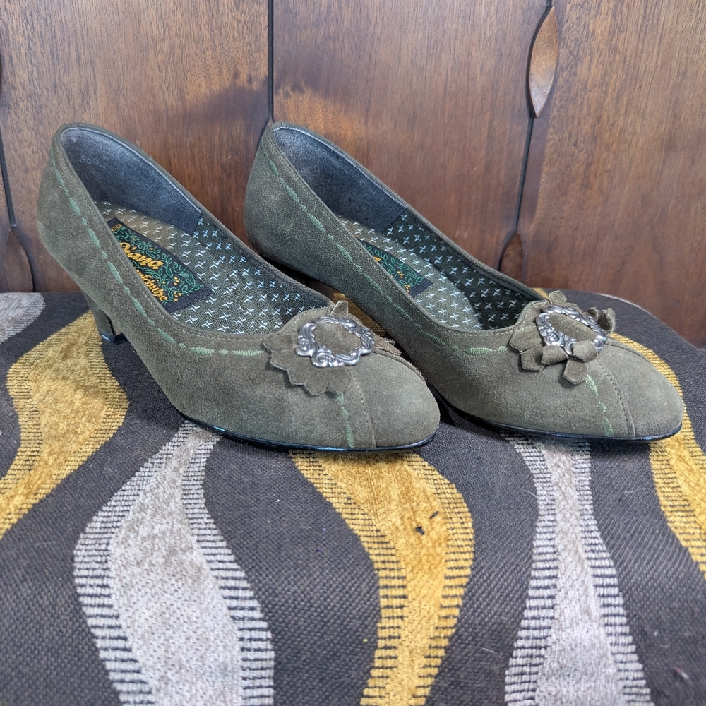 Vintage Green/Grey Diana Suede Shoes